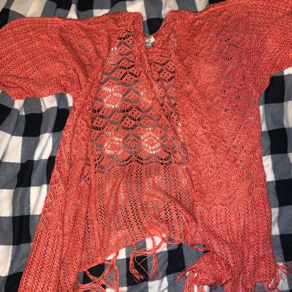 Coral fringe Shawl